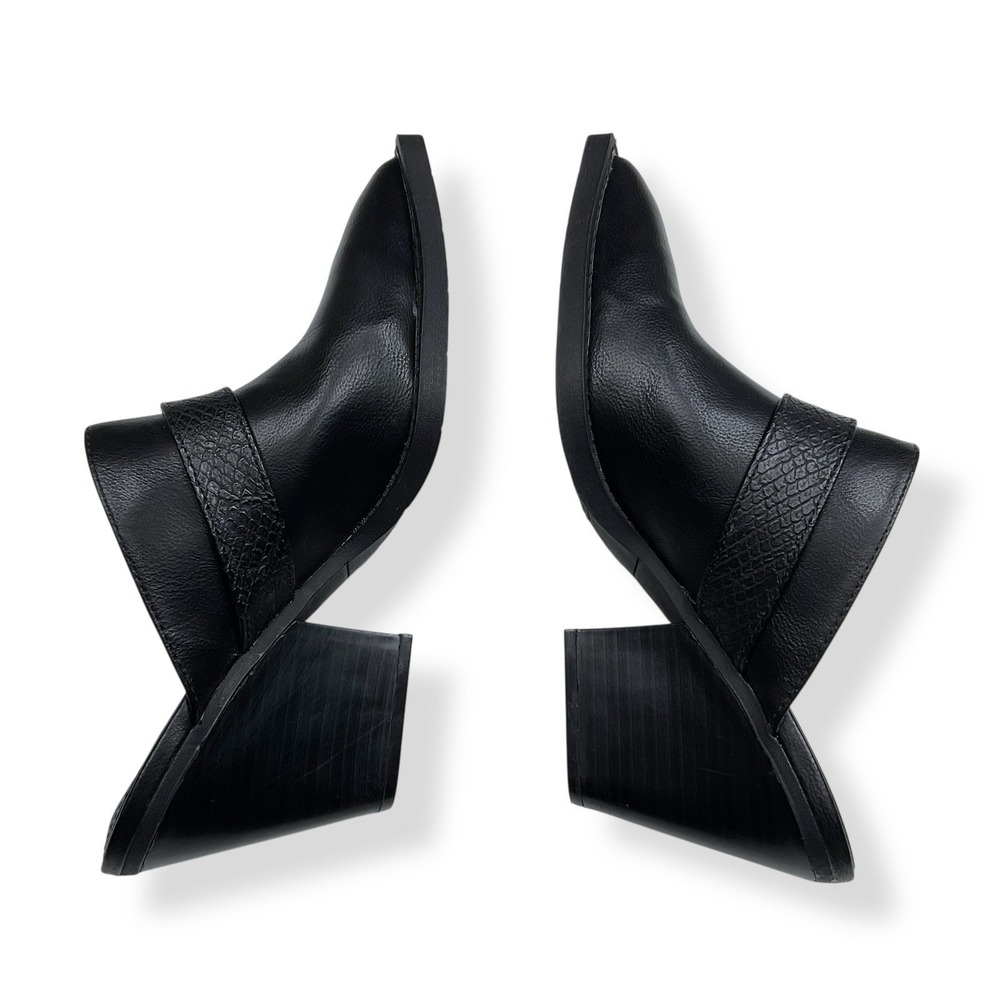 Forever Bootie Women 6.5M Black Pointed Toe Buckle Mule Slip On Western - Picture 5 of 12